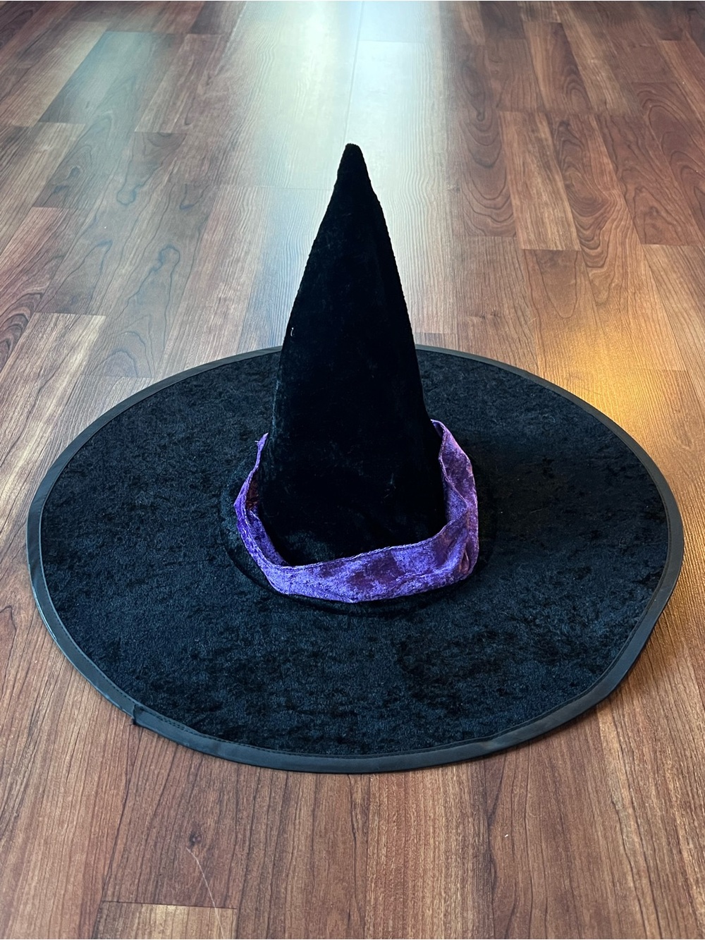 Witch Hat Black and Purple Velvet Halloween Costume Adult One Size